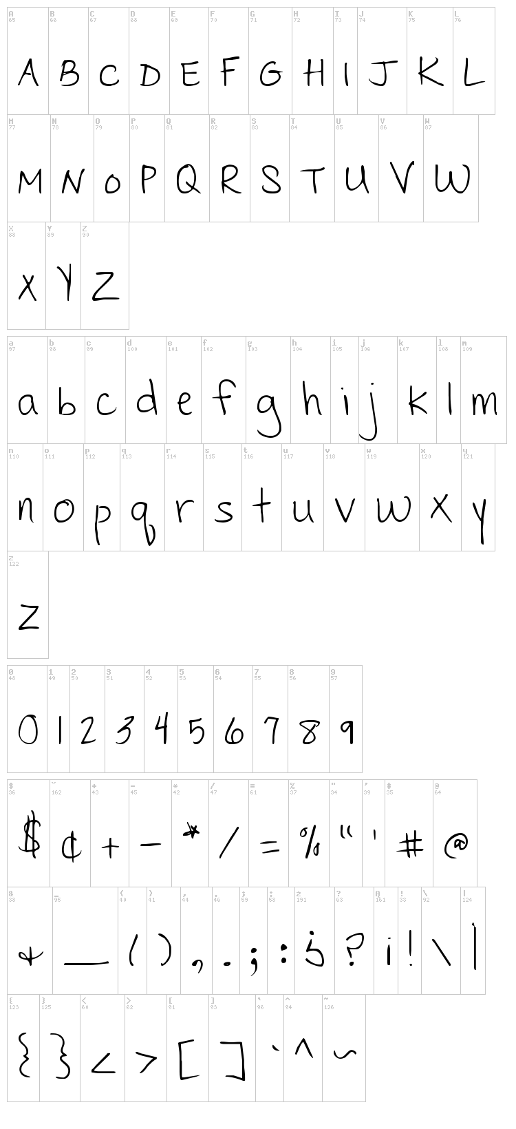 Cedarville Pnkfun 1 Print font map